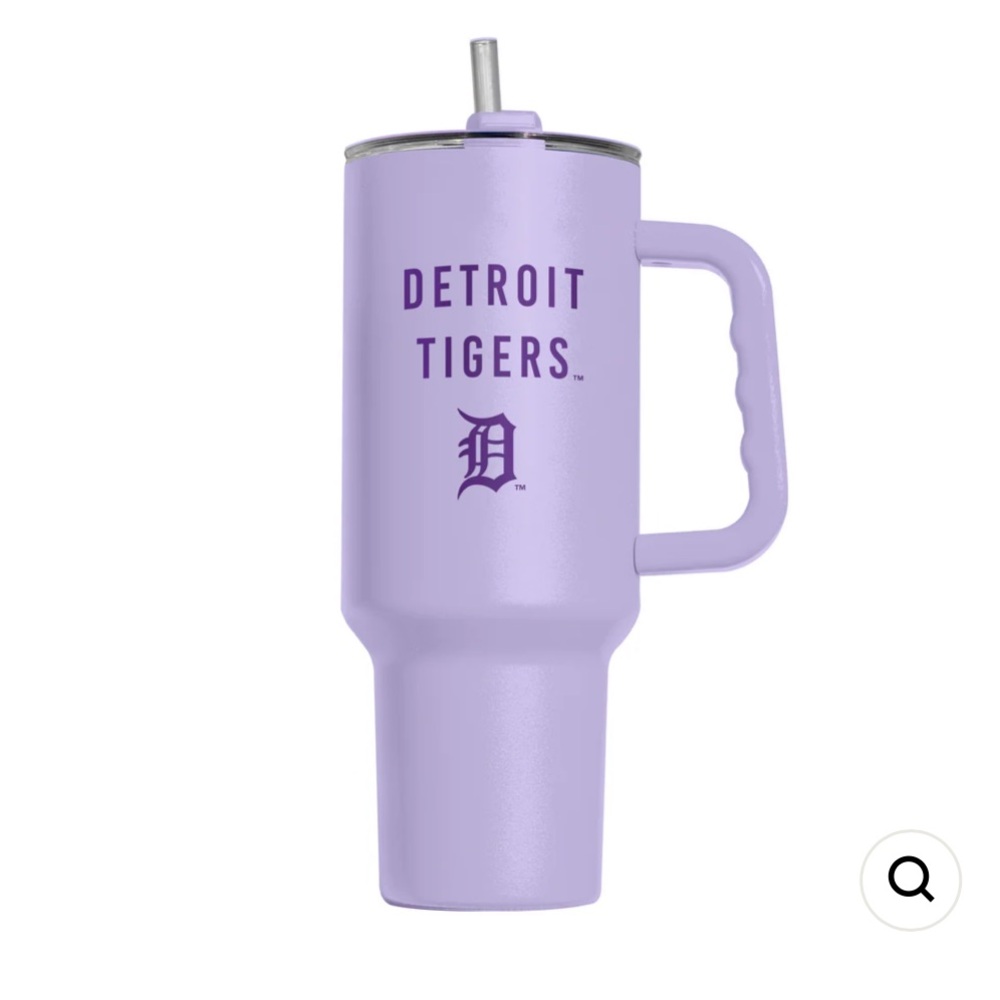 DETROIT TIGERS 40 Oz Tonal Powder Coat TUMBLER In Purple EUC